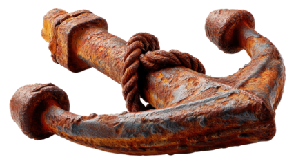 Rustic Anchor: An old, weathered anchor with intricate details rests on a surface, bearing the marks of time and the elements, capturing the essence of nautical history.