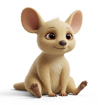 3D Kangaroo with large ears, a small brown nose, and a friendly expression.