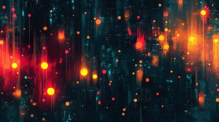 Abstract Digital Art: Neon Lights and Glowing Circles