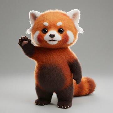 3D cute cartoonish Red Panda with large, expressive eyes and a friendly demeanor.