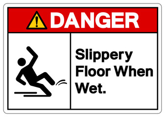 Danger Slippery Floor When Wet Symbol Sign,Vector Illustration, Isolate On White Background Label.EPS10