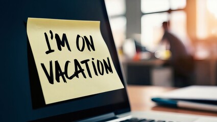 Vacation Note on Laptop