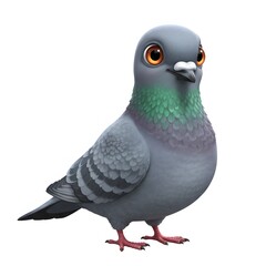 3D Cute Pigeon isolated on white