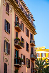 Fototapeta premium Castel Sant'Angelo, also known as Mausoleum of Hadrian, is a towering rotunda in Parco Adriano, Rome, Italy. It was initially commissioned by the Roman Emperor Hadrian as a mausoleum for himself and h