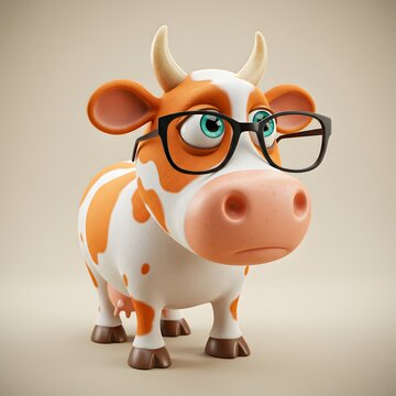 3D Funny cartoon Cow
