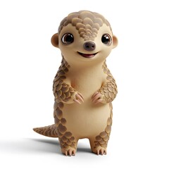 3D Cute anthropomorphic pangolin character with a friendly expression