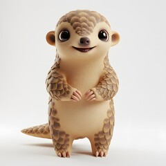 3D Cute anthropomorphic pangolin character with a friendly expression