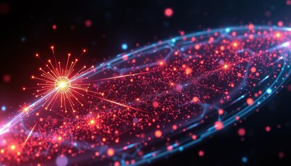 Obraz premium Quantum Burst: Energy Flow in a Dynamic Digital Realm