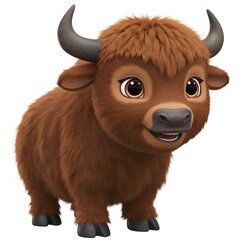 3D Cartoon of a Cute Baby Bison