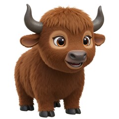 3D Cartoon of a Cute Baby Bison