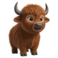 3D Cartoon of a Cute Baby Bison