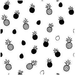 Monochrome Pineapple Delight: Seamless Vector Pattern for Textiles and Design