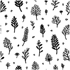Elegant botanical repeat pattern featuring stylized leaves, minimalist, vector style