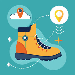 Hiking Boots & Footwear Vector Vector concept of smart hiking boots with GPS tracker and compass built-in