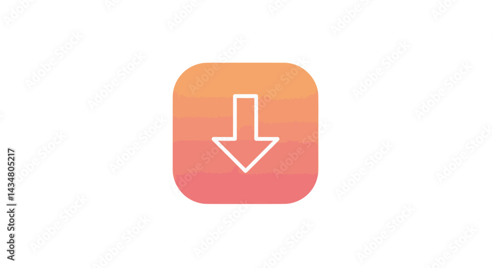 Poster download icon on colorful rounded square background for web and app design featuring a simple arrow 