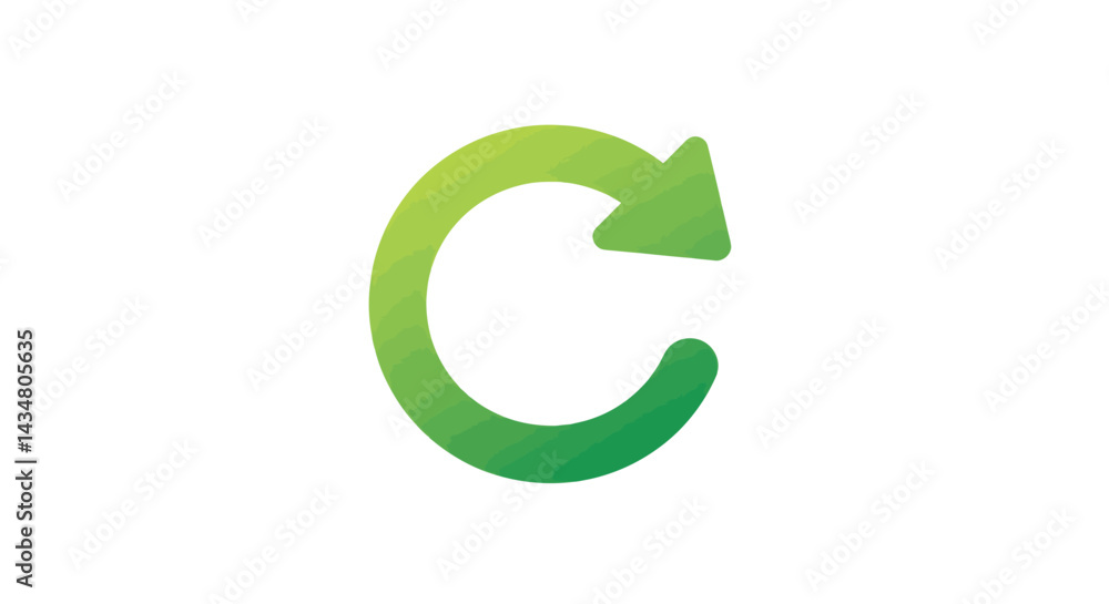 Poster green refresh arrow icon symbolizing renewal and circular motion for graphic design and web developm