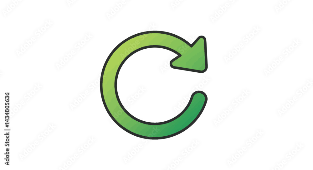 Poster green refresh arrow reload icon for website or app interface and updating process with a clean circu