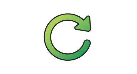 Fototapeta premium Green refresh arrow reload icon for website or app interface and updating process with a clean circular design for modern user experience