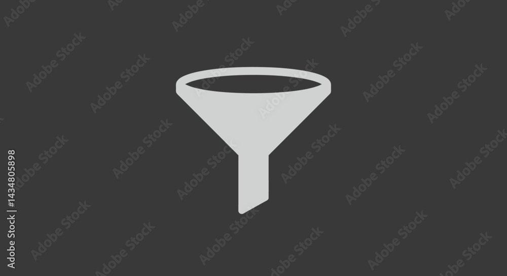 Poster Minimalist funnel icon on dark background for data filtering and conversion optimization
