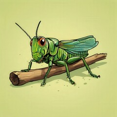 an AI Image Generator, Vivid Illustration of a Green Grasshopper