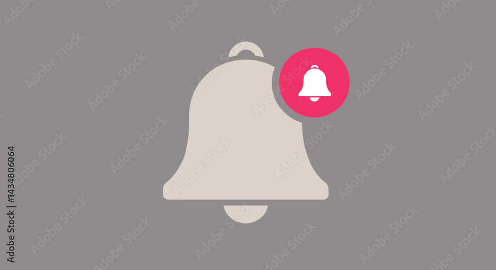 Aufkleber notification bell icon with red badge indicating new alerts and messages for social media and app up