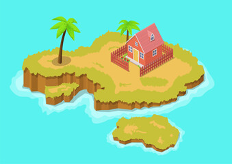 Isometric beautiful natural island