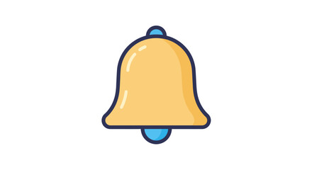 Notification bell icon with outline for social media vector illustration symbol for alert and reminder to attract attention and communication on white background