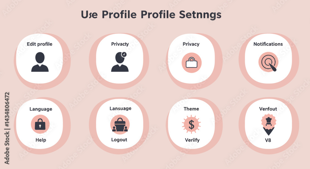 Poster user profile settings icons for edit profile privacy notification language theme and help features o
