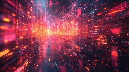 Obraz premium Digital Matrix: A Journey Through the Neon Grid