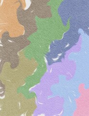 Fototapeta premium A unique abstract pattern with a watercolor texture, featuring wavy camouflage-like forms in soft earthy and pastel tones.
