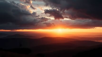 Tranquil Sunrise Bathes Hills in Golden Light