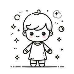 vector line art image of a child