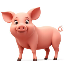 Fototapeta premium Cute pig cartoon isolated on a transparent background. 