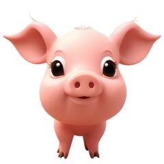 Fototapeta premium Cute pig cartoon isolated on a transparent background. 
