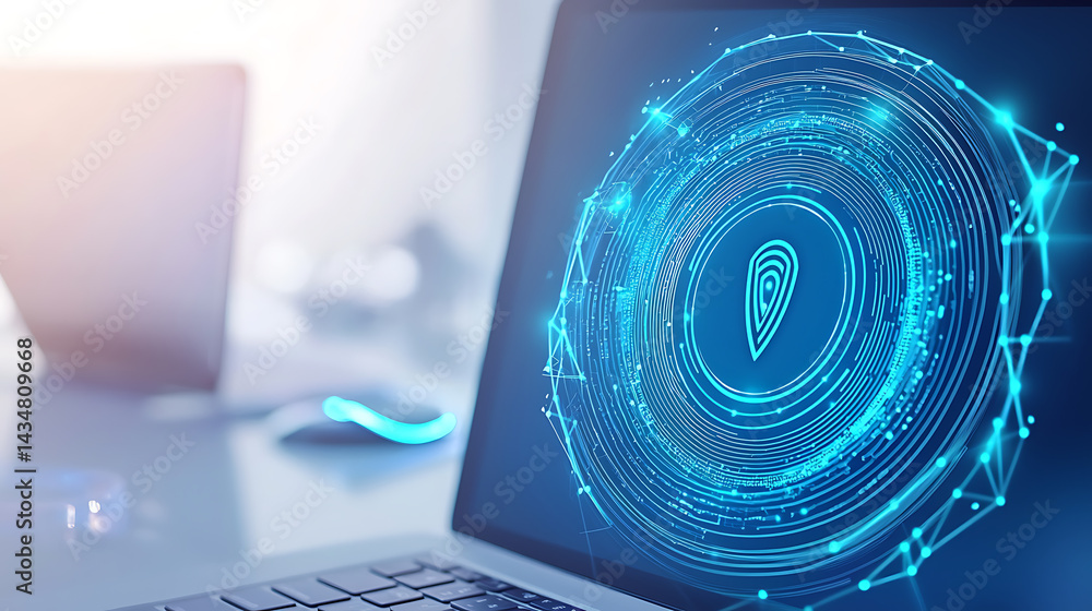 Poster cybersecurity shield icon digital environment graphic design modern technology abstract viewpoint se