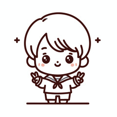 vector line art image of a child