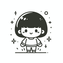vector line art image of a child