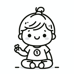 vector line art image of a child