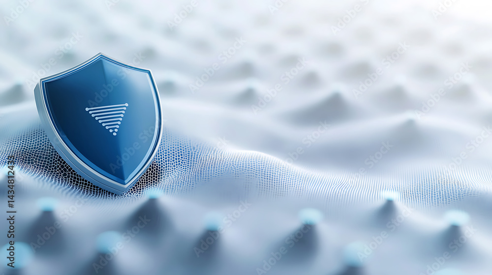 Poster cybersecurity shield icon digital environment graphic design modern technology abstract viewpoint se
