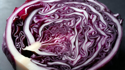 Obraz premium Macro Red Cabbage Cross-Section.