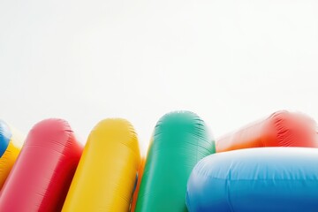 Colorful inflatable obstacle course sections