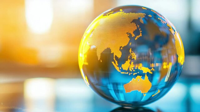 World Map on Shiny Egg Shape with Bright and Vibrant Colors