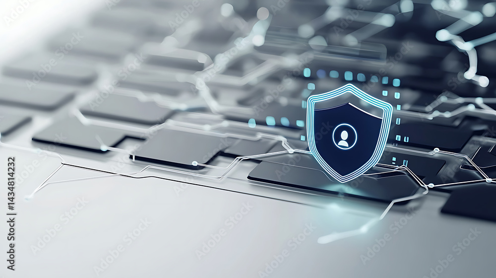 Poster cybersecurity shield icon digital environment graphic design modern technology abstract viewpoint se