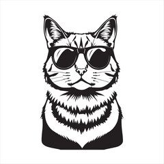 Cool Cat Wearing Sunglasses Vector,
Hipster Cat Face in Sunglasses Design,
Stylish Cat Head with Shades Illustration,
Funky Cat in Sunglasses Graphic,
Cartoon Cat with Sunglasses Art,

