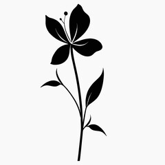 Elegant Black Silhouette Flower Design Perfect for Invitations Cards Decor and Floral Artwork