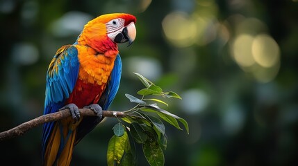Obraz premium Vibrant macaw perched gracefully on a branch.