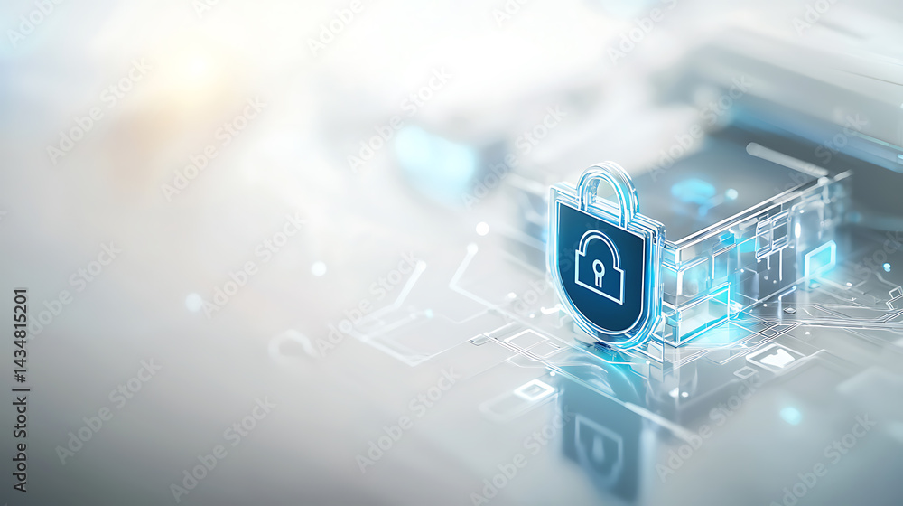 Poster cybersecurity shield icon digital environment graphic design modern technology abstract viewpoint se