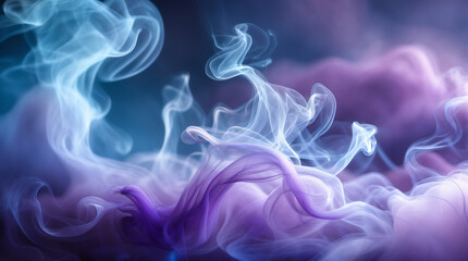Obraz premium Abstract blue smoke waves with smooth, colored patterns flow on a dark black background