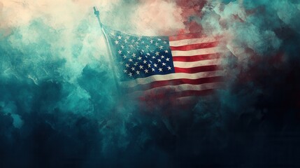 American Flag Watercolor  Patriotism  Independence Day