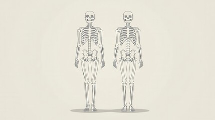 Fototapeta premium Male and Female Skeleton Anatomy Illustration